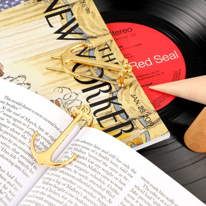 OOCC Creative Anchor Bookmark for Reading Hands Free Metal Bookmark Page Holder Book Holder Students Teachers Graduation Gifts School Office Supplies (Golden) - Image 5